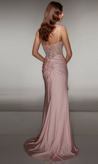 Alyce Paris 62088 - Beaded Corset Gown with Draped Skirt - detail view