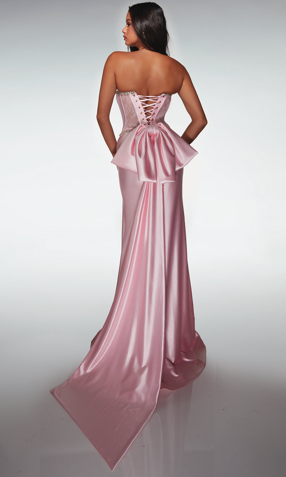 Alyce Paris 62089 - Embellished Corset Gown with Slit - detail view