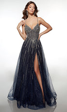 Alyce Paris 62093 - Sparkling Corset A-line Gown with Slit - back view