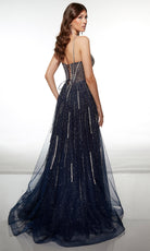 Alyce Paris 62093 - Sparkling Corset A-line Gown with Slit - detail view
