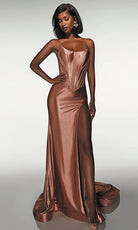 Alyce Paris 62094 - Strapless Corset Gown with High Slit - designer prom dress at Silhouette Dresses