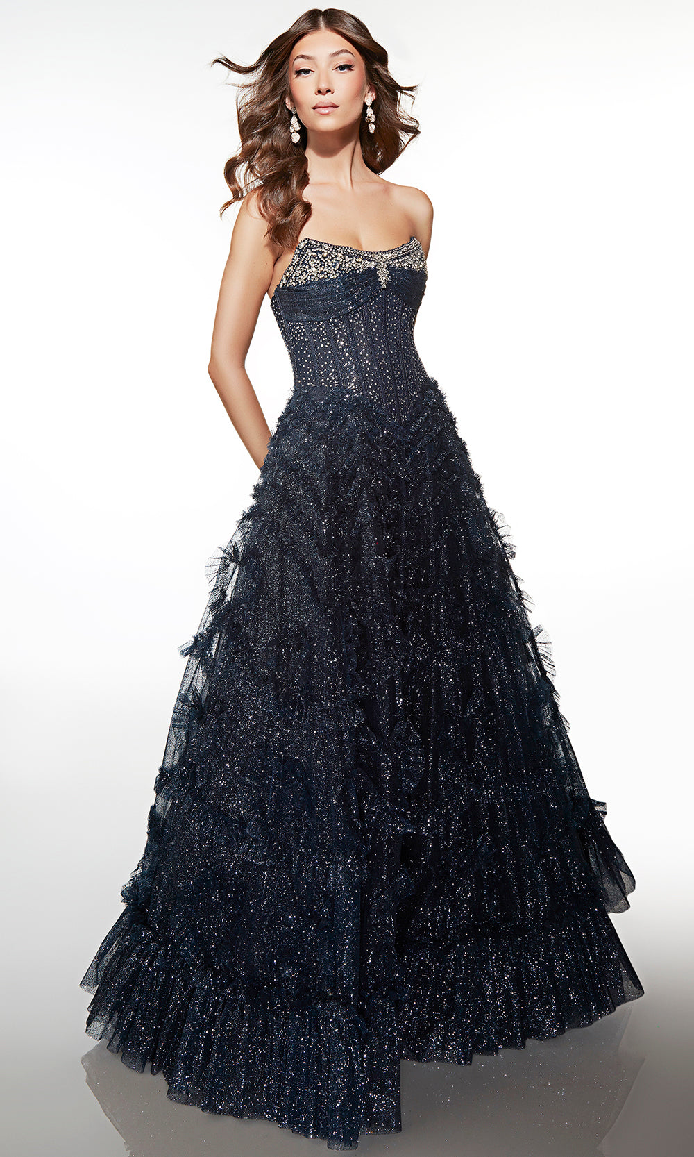 Alyce Paris 62096 - Embellished Corset Ruffle Ball Gown - designer prom dress at Silhouette Dresses