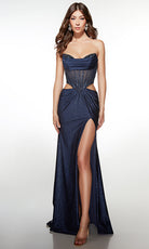 Alyce Paris 62097 - Beaded Corset Gown with High Slit - designer prom dress at Silhouette Dresses