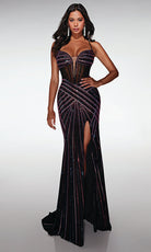 Alyce Paris 62100 - Beaded Corset Gown with Slit - back view