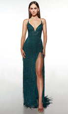 Alyce Paris 62102 - Beaded Fringe Fitted Gown - back view