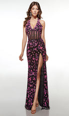 Alyce Paris 62116 - Halter Gown with Sheer Bodice & Slit - back view