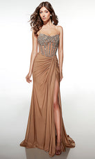 Alyce Paris 62123 - Beaded Corset Gown with Draped Skirt - designer prom dress at Silhouette Dresses