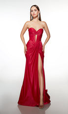 Alyce Paris 62128 - Strapless Ruched Gown with High Slit