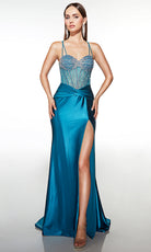 Alyce Paris 62129 - Beaded Corset Gown with High Slit - designer prom dress at Silhouette Dresses