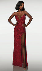 Alyce Paris 62136 - Embellished Plunging Neck Straight Gown - designer prom dress at Silhouette Dresses