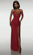 Alyce Paris 62136 - Embellished Plunging Neck Straight Gown - back view