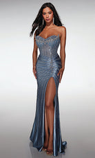 Alyce Paris 62142 - Embellished Sheath Gown With Lace Up Back - designer prom dress at Silhouette Dresses