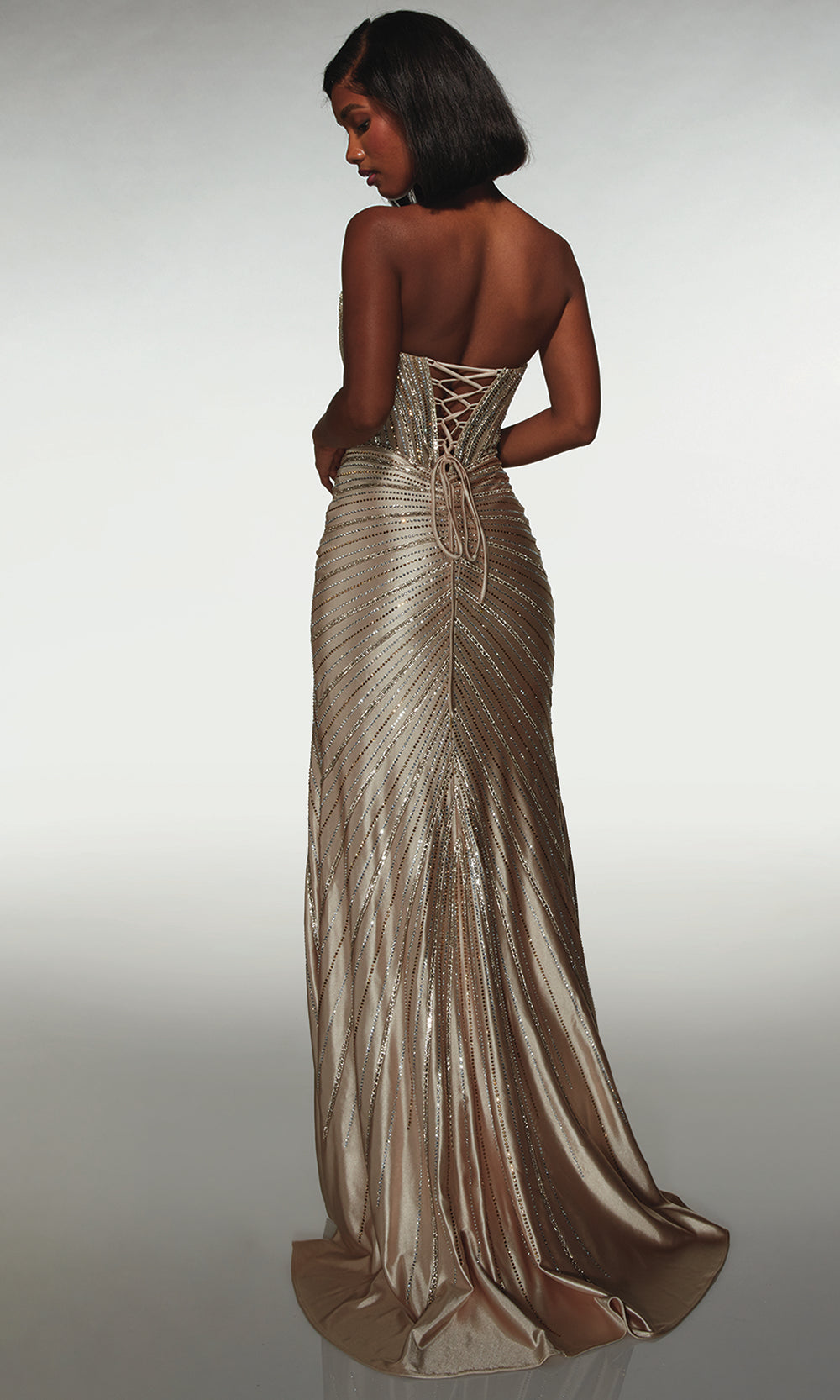 Alyce Paris 62142 - Embellished Sheath Gown With Lace Up Back - view 5