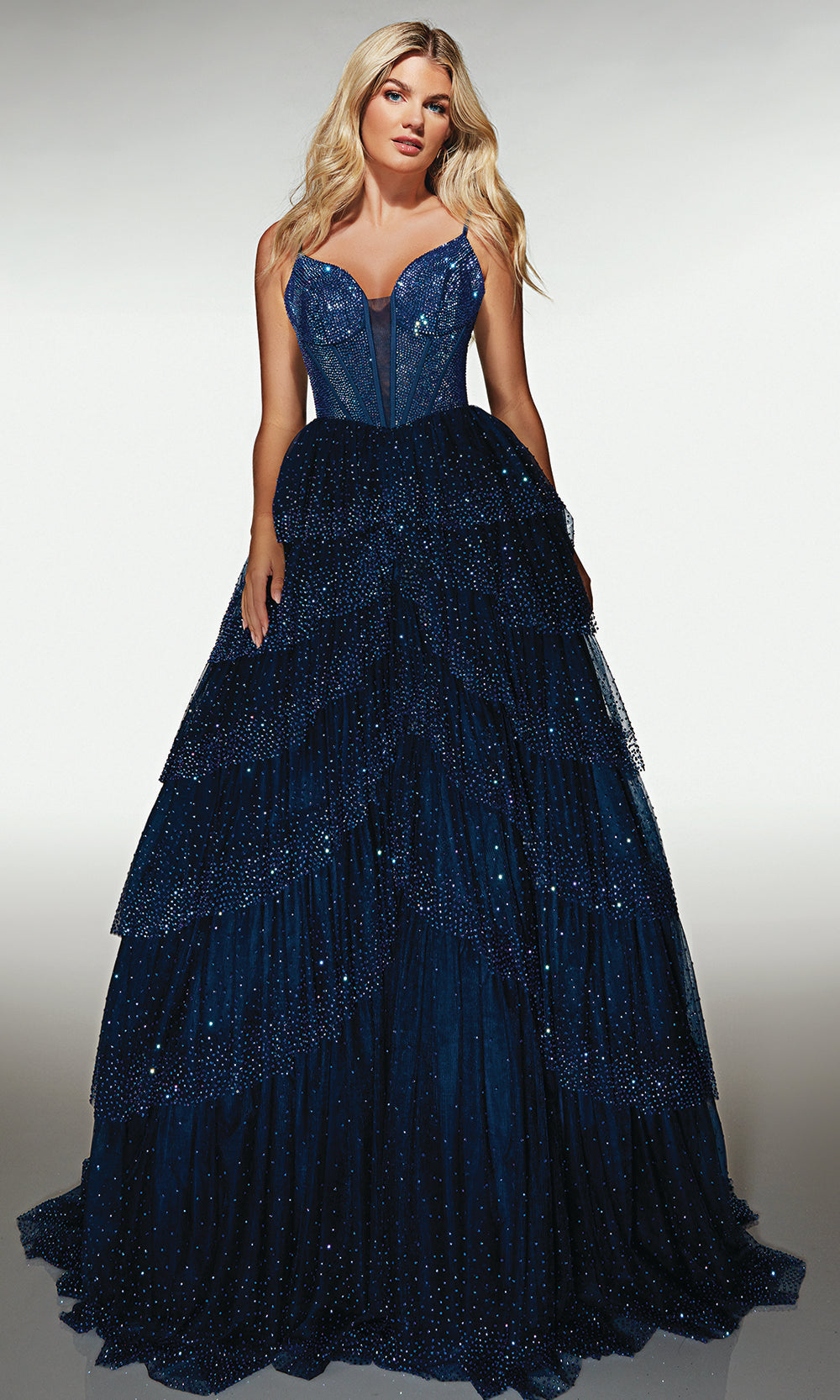 Alyce Paris 62146 - Glitter Tiered Ball Gown - back view