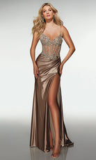 Alyce Paris 62154 - Beaded Bodice Gown with High Slit - back view