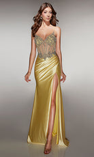 Alyce Paris 62154 - Beaded Bodice Gown with High Slit - view 8