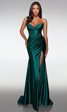 Alyce Paris 62156 - Satin Bow Detail Slit Gown - designer prom dress at Silhouette Dresses
