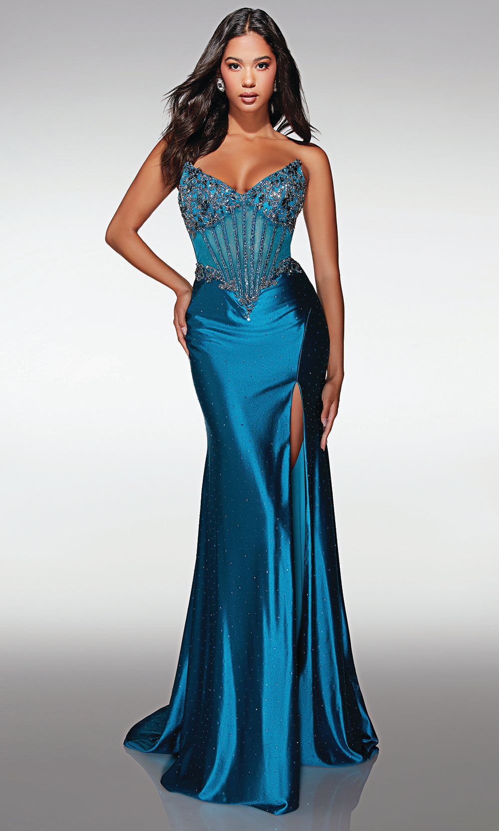 Alyce Paris 62168 - Beaded Corset Slit Gown - designer prom dress at Silhouette Dresses