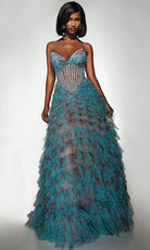 Alyce Paris 62169 - Tiered Floral Texture Ball Gown - designer prom dress at Silhouette Dresses