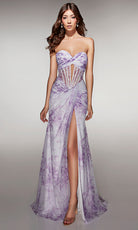 Alyce Paris 62176 - Corset Slit Printed Evening Gown - view 10