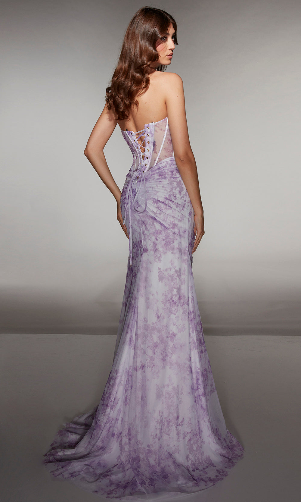 Alyce Paris 62176 - Corset Slit Printed Evening Gown - view 11