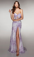 Alyce Paris 62176 - Corset Slit Printed Evening Gown - view 12