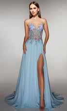 Alyce Paris 62179 - Floral Corset A Line Slit Gown - designer prom dress at Silhouette Dresses