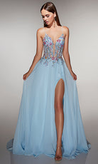 Alyce Paris 62179 - Floral Corset A Line Slit Gown - back view