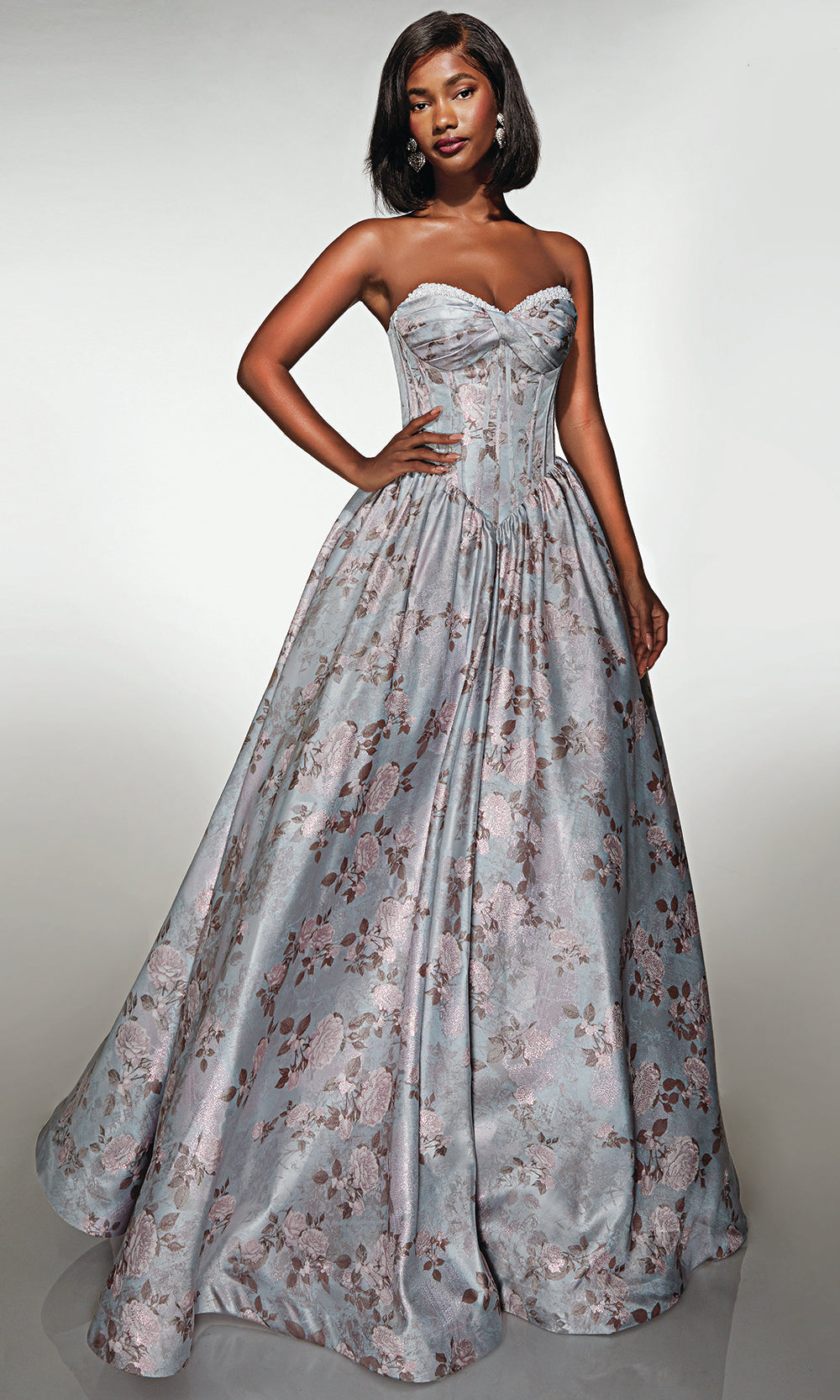 Alyce Paris 62181 - Floral Jacquard Ballgown - back view