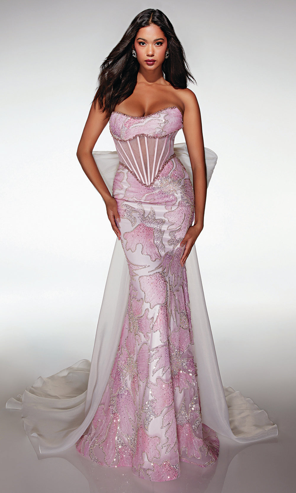 Alyce Paris 62187 - Beaded Corset Mermaid Gown - back view