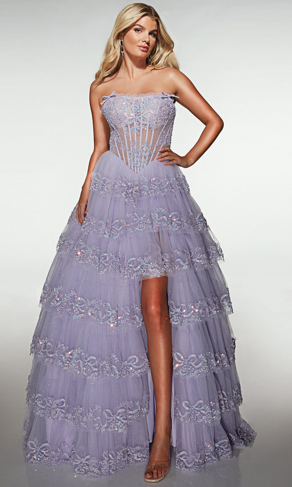 Alyce Paris 62191 - Tiered Ball Gown with Beaded Corset - back view