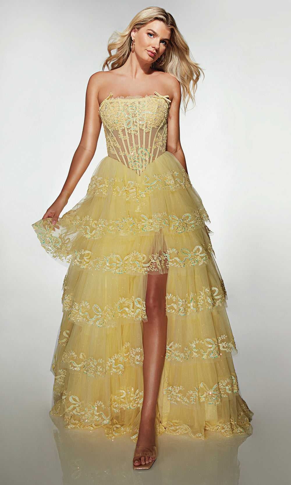 Alyce Paris 62191 - Tiered Ball Gown with Beaded Corset - view 11