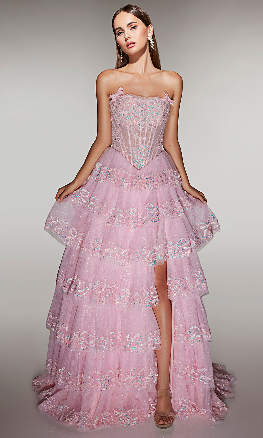 Alyce Paris 62191 - Tiered Ball Gown with Beaded Corset - view 7