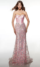Alyce Paris 62197 - Floral Corset Fit and Flare Gown - back view