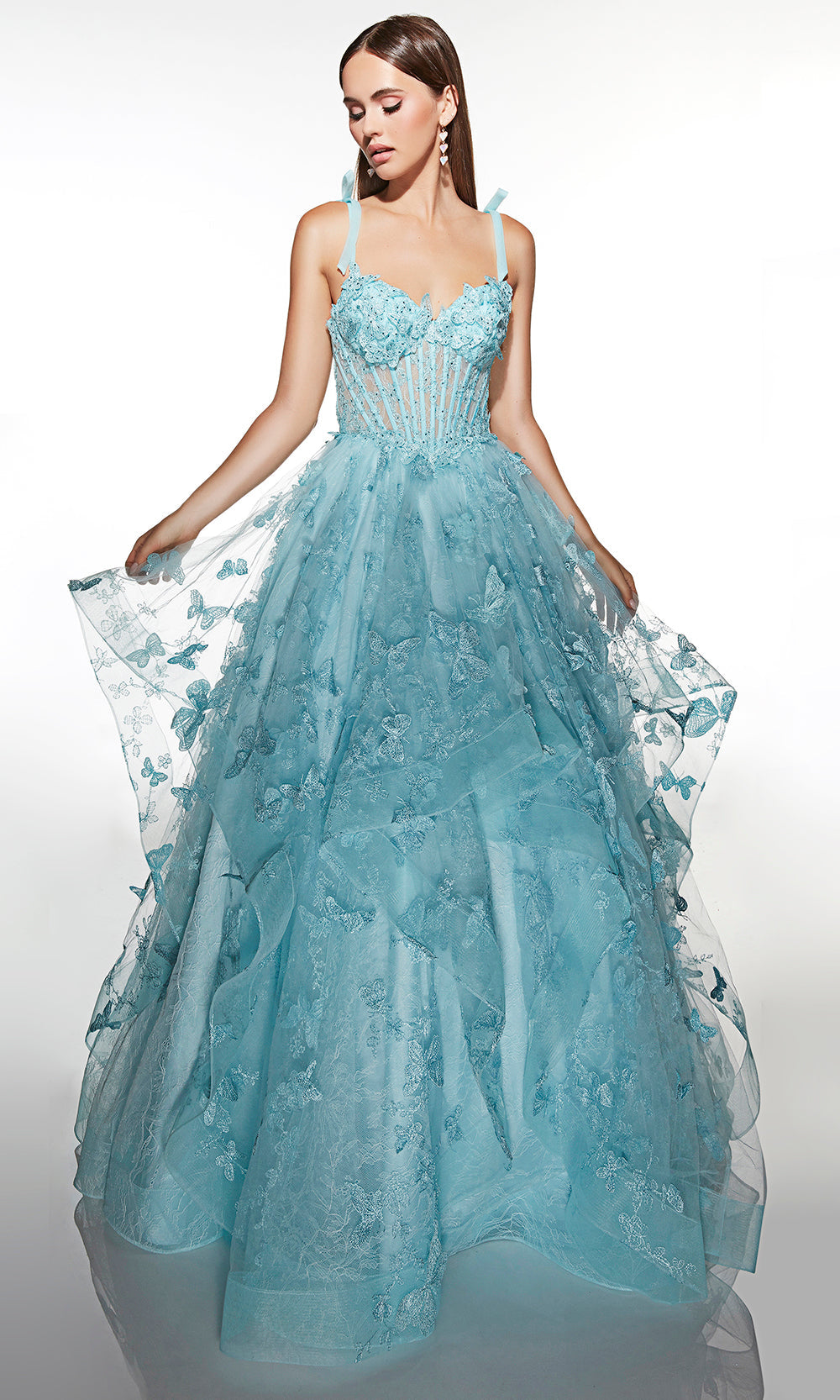 Alyce Paris 62199 - Floral Corset Ball Gown with Tiered Skirt - designer prom dress at Silhouette Dresses