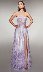 Alyce Paris 62202 - Floral Corset Gown with Ruffle Hem - view 7