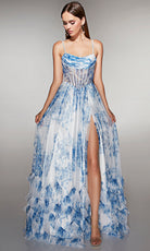 Alyce Paris 62202 - Floral Corset Gown with Ruffle Hem - designer prom dress at Silhouette Dresses