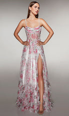 Alyce Paris 62202 - Floral Corset Gown with Ruffle Hem - view 5