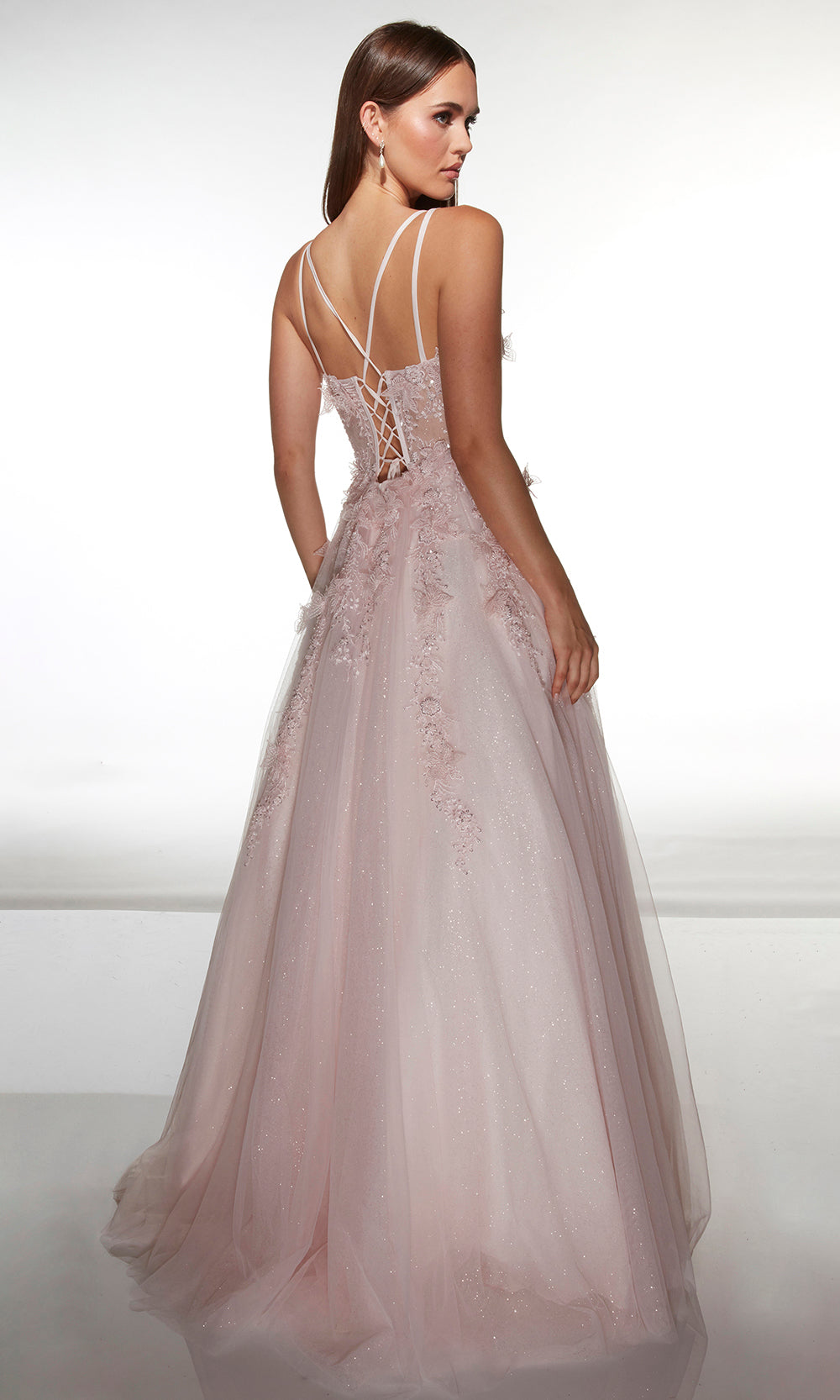Alyce Paris 62203 - Floral Corset Glitter Ball Gown - view 5