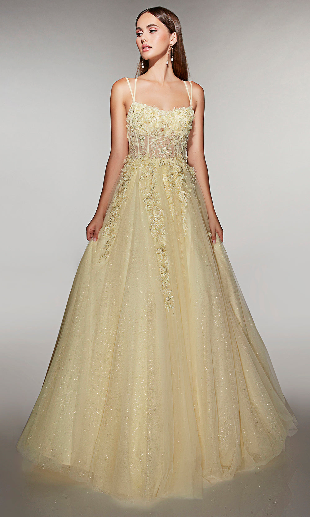 Alyce Paris 62203 - Floral Corset Glitter Ball Gown - designer prom dress at Silhouette Dresses