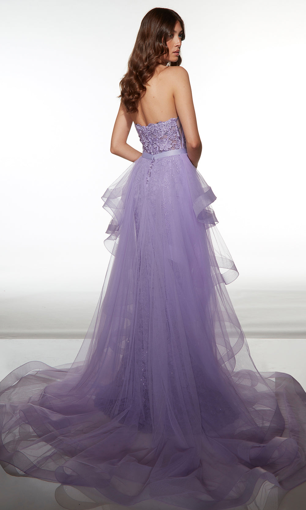 Alyce Paris 62206 - Strapless Applique Gown with Overskirt - detail view
