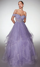 Alyce Paris 62207 - Off Shoulder Corset Ball Gown with Applique - designer prom dress at Silhouette Dresses