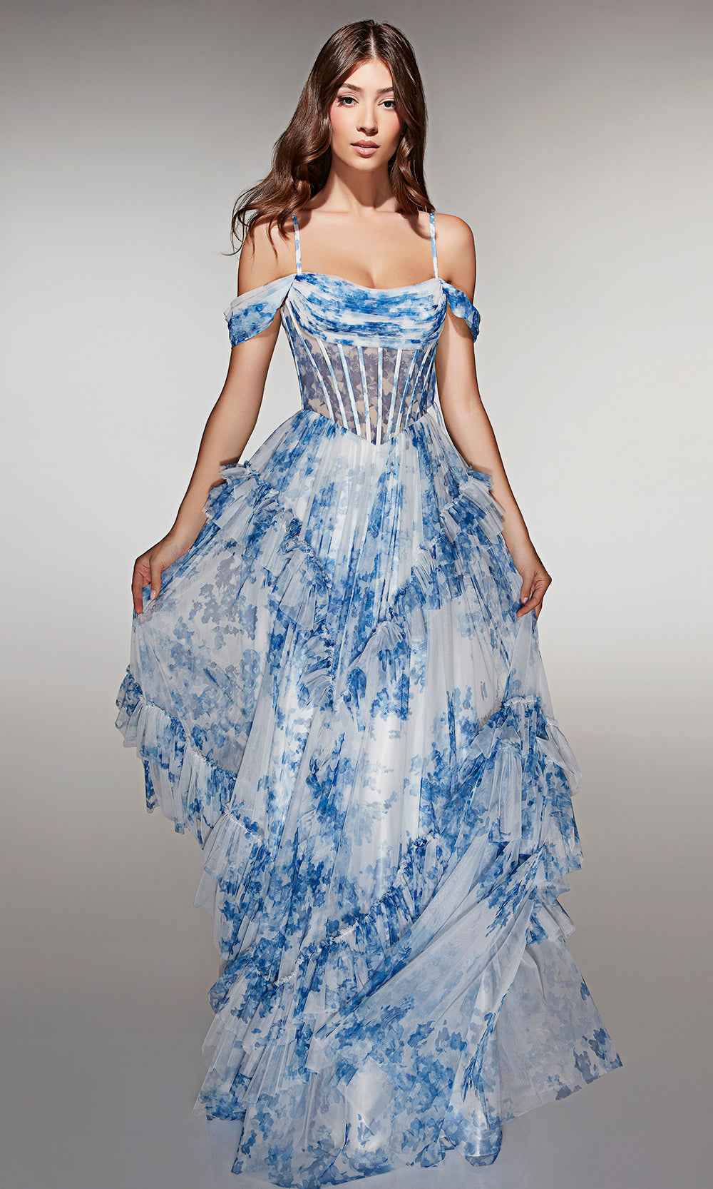 Alyce Paris 62212 - Floral Ruffle Ball Gown - designer prom dress at Silhouette Dresses