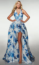 Alyce Paris 62214 - Floral Halter Ball Gown with Overskirt Slit - designer prom dress at Silhouette Dresses