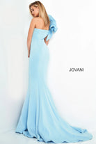 Jovani - 63994 One Shoulder Ruffle Sleeve Mermaid Evening Gown - view 7