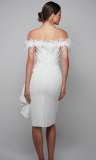 Alyce Paris 70000 - Off Shoulder Feather Trim Cocktail Dress - back view