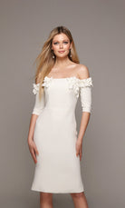 Alyce Paris 70003 - Off Shoulder Fitted Dress with Floral Accents - designer cocktail dress at Silhouette Dresses