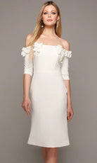 Alyce Paris 70003 - Off Shoulder Fitted Dress with Floral Accents - detail view