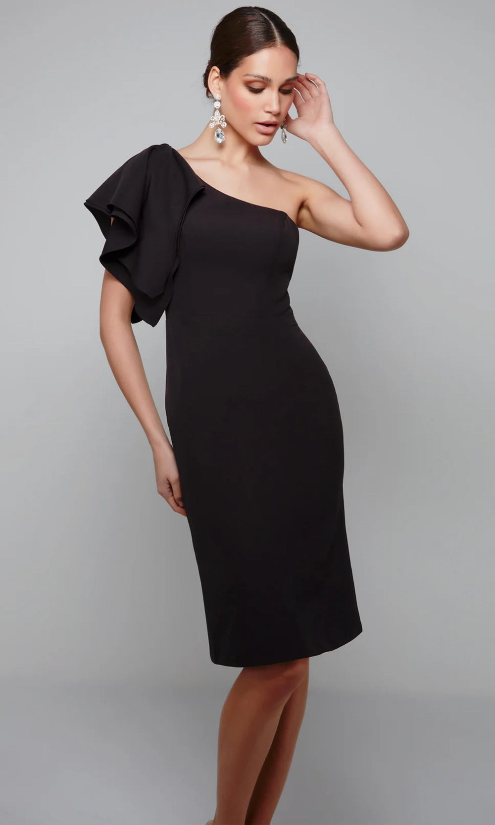 Alyce Paris 70005 - One Shoulder Knee Length Dress - detail view