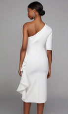 Alyce Paris 70006 - One Shoulder Ruffle Knee-Length Dress - view 7